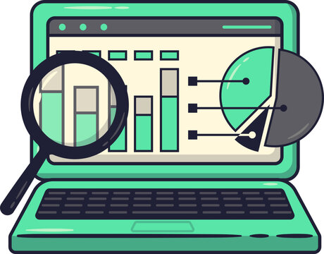 recommend clip art: Infographic Data Showing on Laptop, Data Analyst Illustration