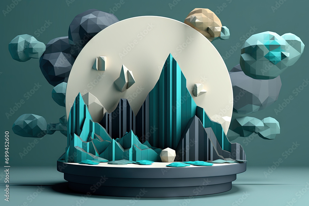 Aufkleber abstract business graph in mountain style. data bars concept element for business