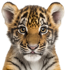 Tiger portrait isolated on transparent background. PNG