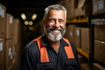 Fototapeta premium Happy Professional Working in Logistics Distribution Center, Delivering e-Commerce Online Orders. 