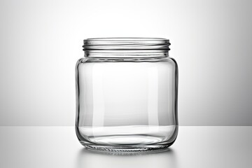 Empty glass jar isolated on white background