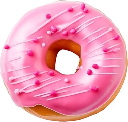 Pink donut isolated on transparent background. PNG - obrazy, fototapety, plakaty