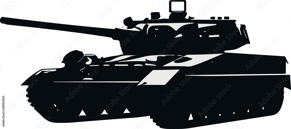 Wall mural tank in war silhouette illustration