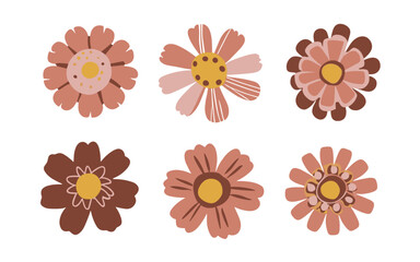 Abstract flowers vector clipart. Spring illustration.