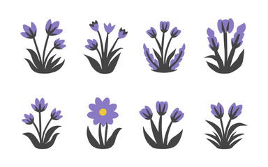 Abstract flowers vector clipart. Spring illustration.