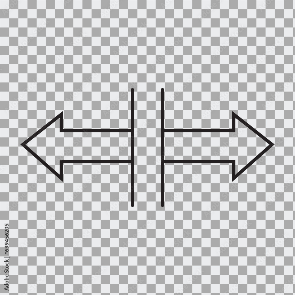 Poster left and right arrow vector icon. replaceable vector design.