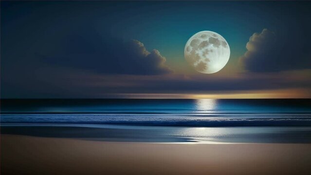 full moon over the sea, Generative Ai