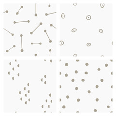Set of seamless backgrounds.  Hand drawn abstract patterns.