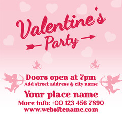Fototapeta na wymiar Valentine's party flyer poster social media post design