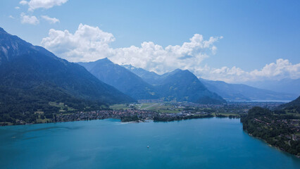Naklejka na ściany i meble Aerial view of Interlaken, Switzerland
