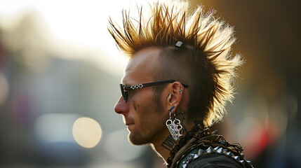 Close-up of Mohawk Hairstyle, young attractive model - obrazy, fototapety, plakaty