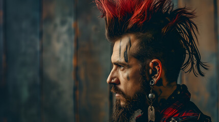 Close-up of Mohawk Hairstyle, young attractive model