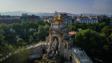 Fototapeta premium Aerial view of Parc de la ciutadella, Barcelona, Spain