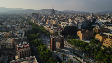 Fototapeta na wymiar Aerial view of Arc de triomf, Barcelona, Spain