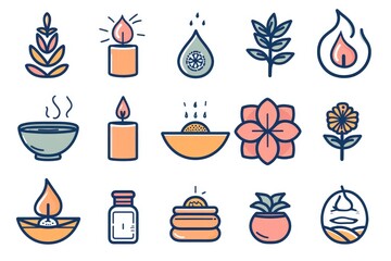 A collection of icons representing various spa and beauty products. Perfect for use in websites, brochures, and promotional materials