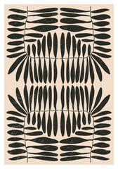 Minimalist poster with abstract art botanical composition