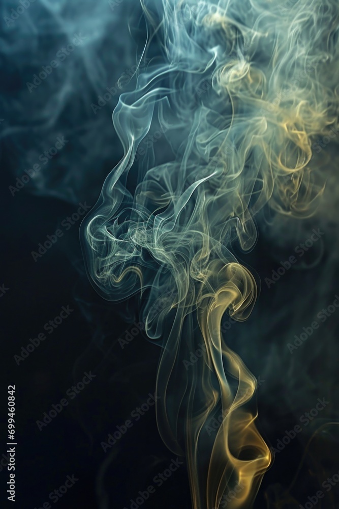 Poster close up of smoke on a black background. versatile image for various uses
