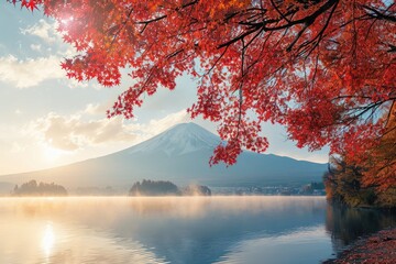 A picturesque mountain lake with a majestic mountain in the background. Perfect for nature and travel themes