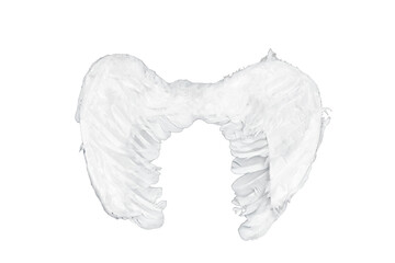 White angel wings on a studio, isolated on a white background
