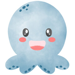 cartoon blue octopus Use as an illustration
