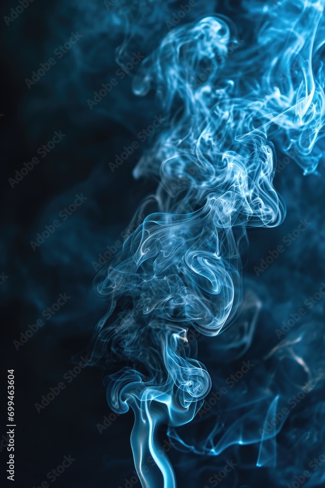Poster close up view of smoke on a black background. suitable for various creative projects