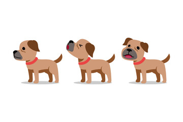Set of vector cartoon character dog poses for design.