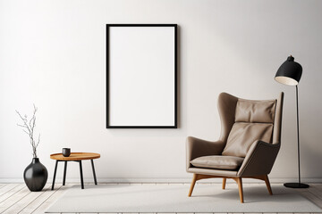 Minimalist Poster Frame Mockup created with Generative AI - obrazy, fototapety, plakaty