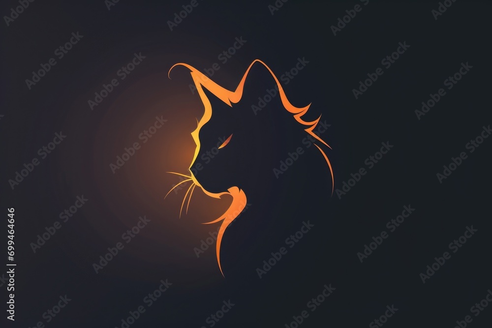 Poster a dark silhouette of a cat against a black background. perfect for adding a mysterious touch to your