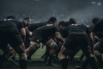 Rugby match between France and New Zealand's rugby team, 'All Blacks'. Generative AI