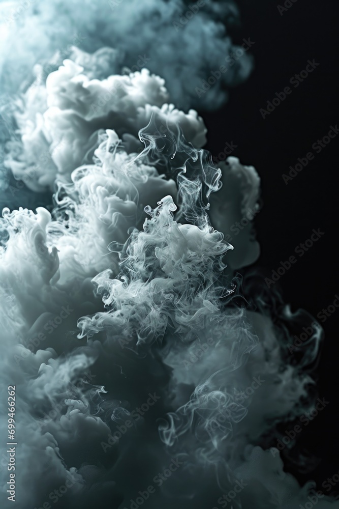 Poster a black and white photo capturing a cloud of smoke. this versatile image can be used in various crea