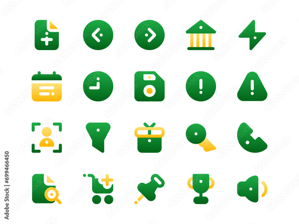 Poster filled two-tone style user interface icon pack. collection of essential icon sets, perfect for websi