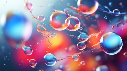 Abstract pc desktop wallpaper background with flying bubbles on a colorful background