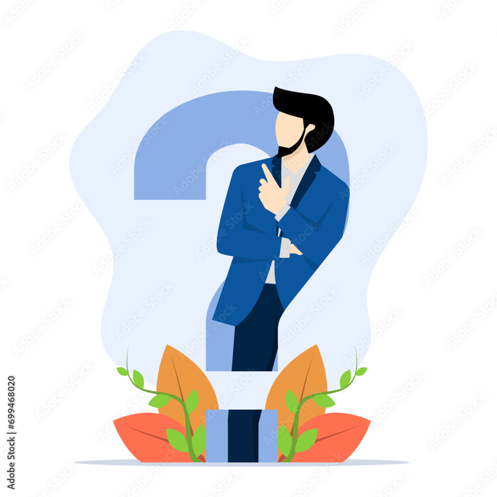 Poster general question concept. question mark. the man who asked the question. ask questions and get answe
