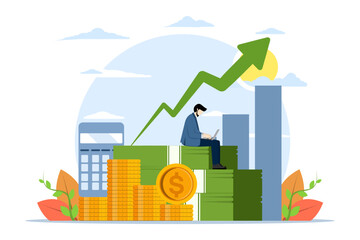 Concept of business growth and investment in finance.
employees create business reports. project financial reports. Business strategy concept. analyze statistical or financial information. vector.