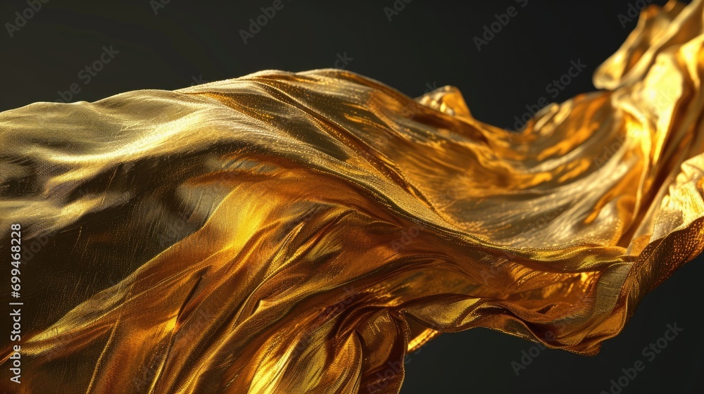 Poster Gold cloth blowing in the wind, perfect for adding elegance and movement to any design project