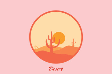 The desert logo illustration design is suitable for the adventure theme. - obrazy, fototapety, plakaty