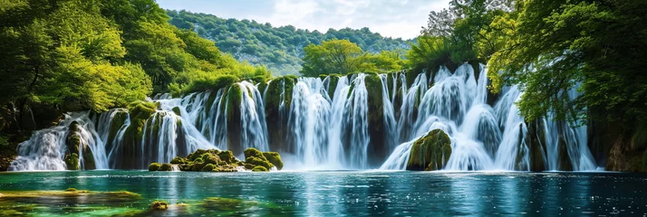Fototapete Panoramic waterfall views. © YULIYA