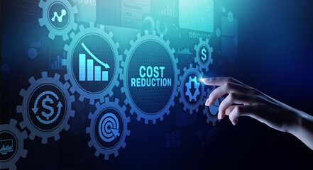 Cost reduction business finance concept on virtual screen.