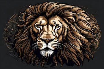 Zelfklevend Fotobehang lion head vector generated by AI technology © Sabir