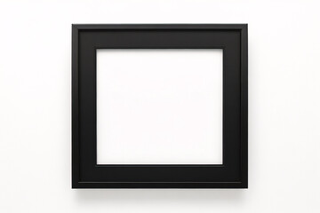 Leere leere Leinwand mit dekorativem schwarzem Bilderrahmen auf weißem Hintergrund