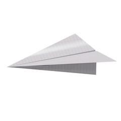 3D Illustration ,realistic white paper plane