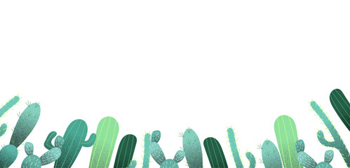 cactus background. savana succulent fee white space for text. bottom border.