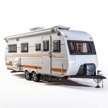 Caravan trailer on a white background. Generative AI