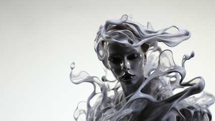 Liquid forms shaping a human silhouette, representing the fluidity and adaptability of one's identity. -