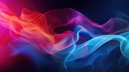 Obraz premium Dynamic rainbow haze over shadowy surface, large billows of colorful smoke on a dark backdrop