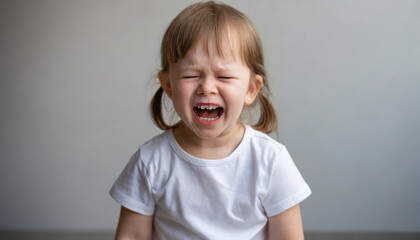 Naklejka premium Unhappy Toddler: Portrait of a Sad and Angry Young Girl
