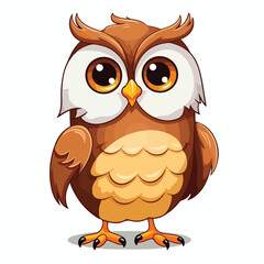 Obraz premium Whimsical Owl Cartoon: Isolated and Playfully Amusing