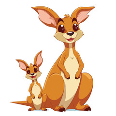 Joyful Jumpers: Cartoon Kangaroo Family"