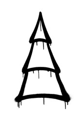 Sprayed Christmas tree with overspray in black over white. Vector illustration.