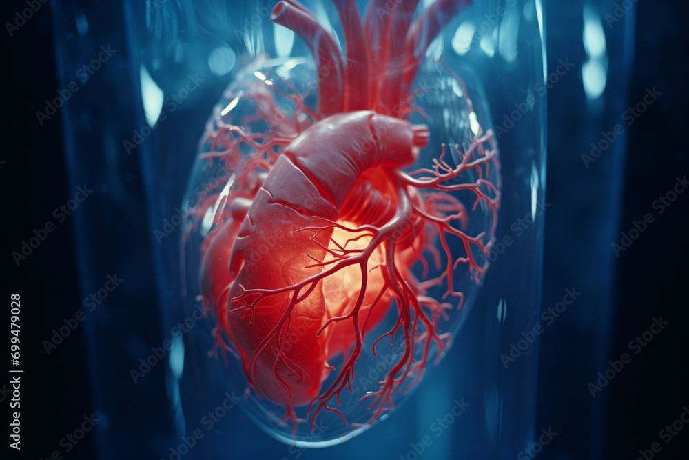 Poster abstract x-ray highlighting the core of the human heart, pulsating with life and vitality.